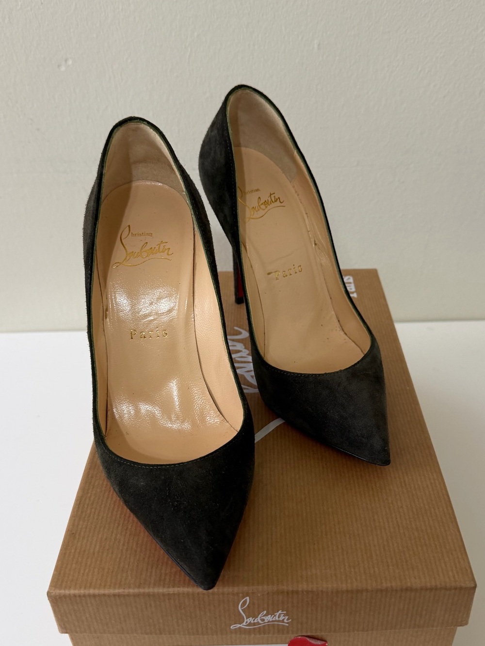 Christian Louboutin Black Suede Pointed-Toe Stiletto Pumps